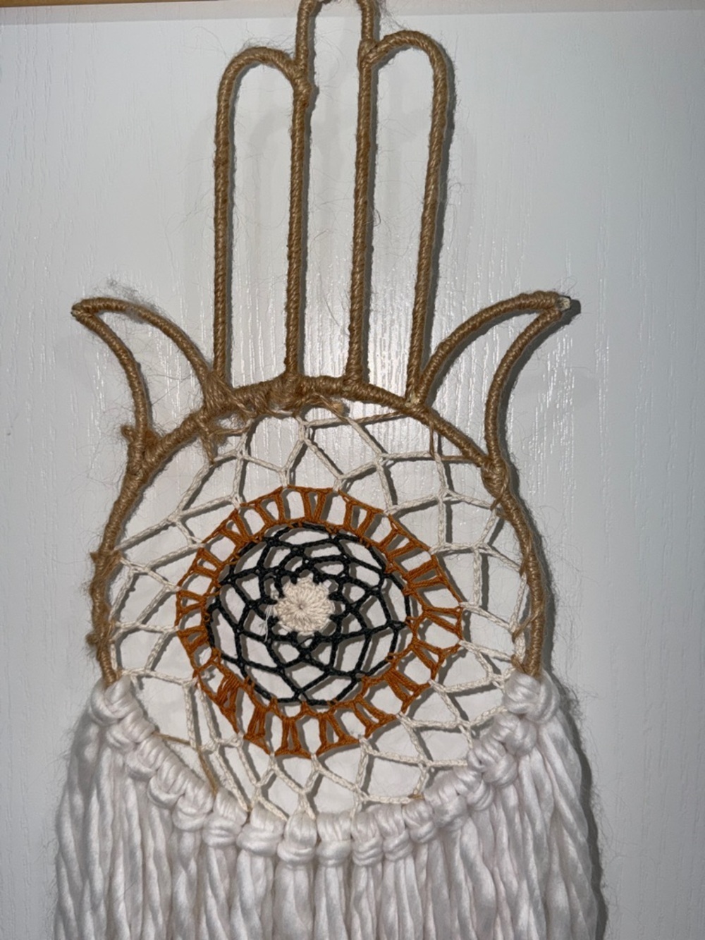 Boho Hamsa Hand dream catcher wall hanging, modern farmhouse or bohemian decor